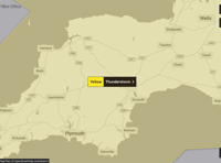 Met Office issues yellow thunderstorm warning for Sunday