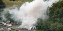 Vehicle catches fire on A38 causing significant delays