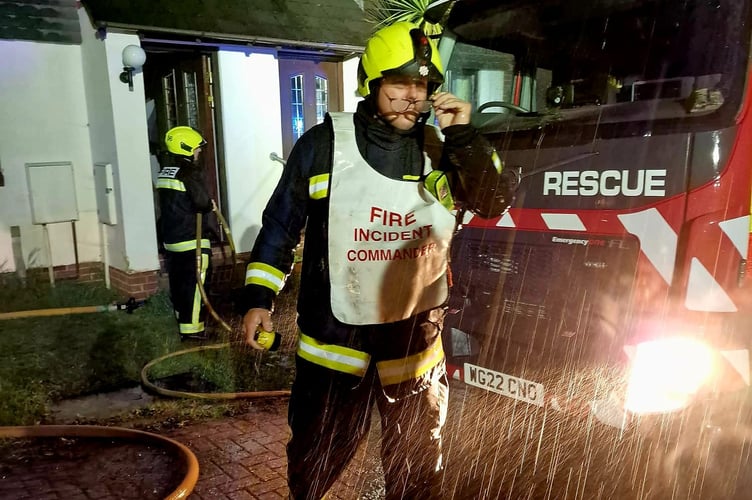 Firedews at the scene of the lighting strike in Totnes. Photo: Buckfastleigh Fire Station