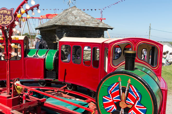 Summer fete or fayre, East Prawle, South Devon. Children's train ride