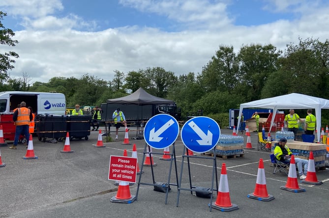 South West Water has been handing out bottled water to affected residents 