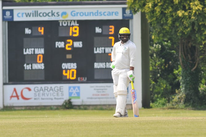 Devon Cricket League C Division West.    South Devon 1st XI  versus Ivybridge XI. Ivybridge's Cebo Tshiki