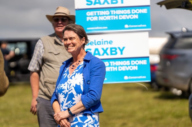 18/06/24 - Barnstaple, Devon. Prime Minister Rishi Sunak, Selaine Saxby, and David Cameron visit Chuggs Farm to hold a Q&A with farmers. Picture by Edward Massey / CCHQ