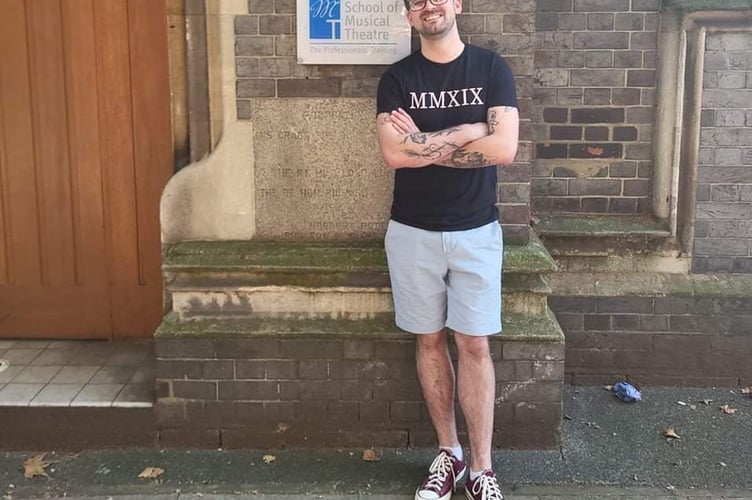 Actor Matthew Romasiuk outside the London School of Musical Theatre