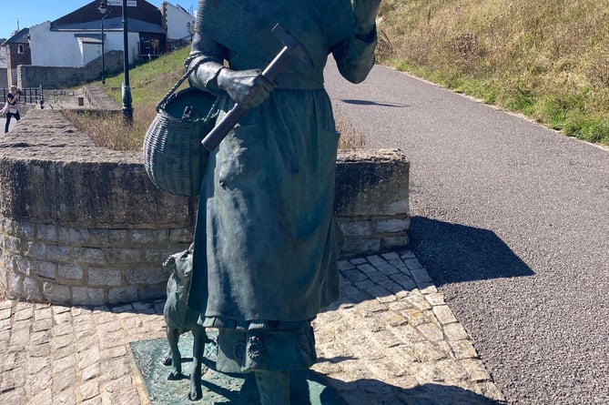 A statue of palaeontologist and fossil collector Mary Anning