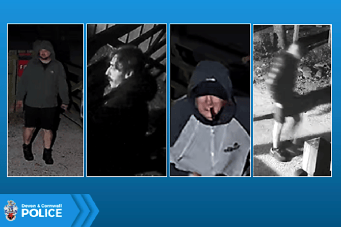 Photos taken from CCTV footage of the four men police wish to interview