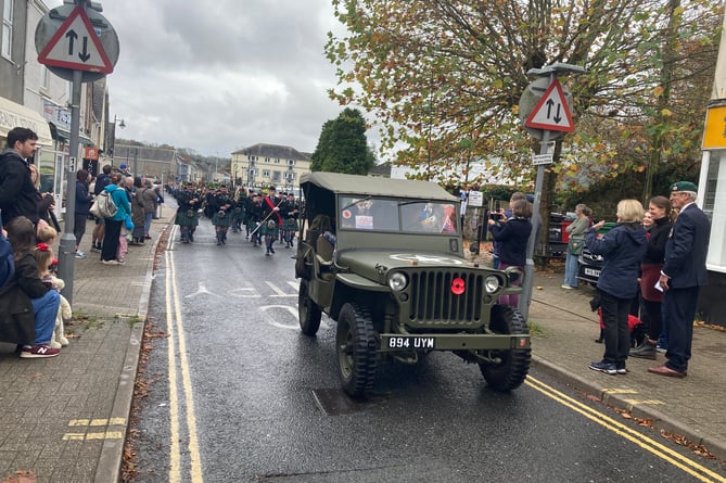 A US Army Jeep leads the parade