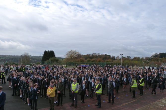 Staff and students observe the Two Minute Silence