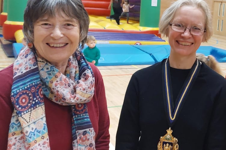 Left: Carole Whitty from Caring Town Totnes with Town Councillor Emily Price at a Bouncy Fun session organised as part of the Together We Care initiative