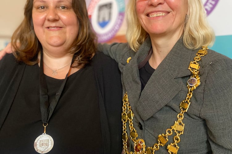 Cllr Emily Price with Jo Yeo, winner of the individual Community Award for her work helping low-income families through Food For Children Totnes